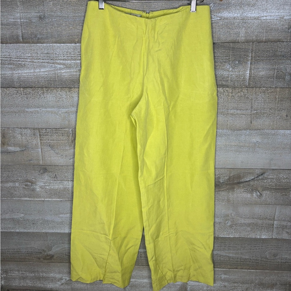Tommy Bahama silk linen Bright green wide leg crop vacation Chinos pants